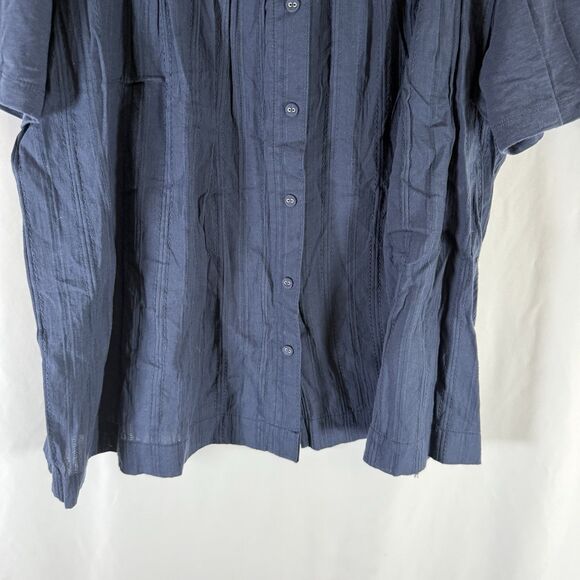 Jane Delancey Blouse Women's 1X Navy Blue Short Sleeve Textured Back Round Neck - Picture 11 of 11